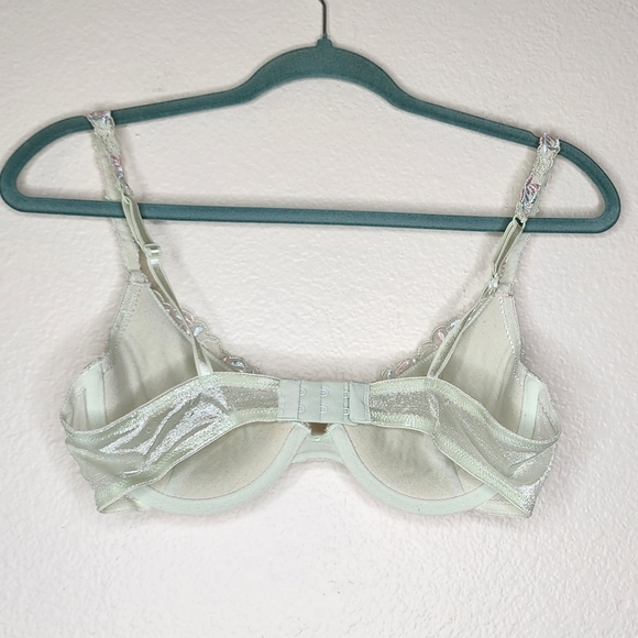 Vintage Lily Of France Green Floral Embroidery Padded Push Up Bra 36B - Picture 6 of 6